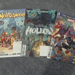 Free Comic Book Day 2022- 3 Comic Books: Neverlanders, Hollow, & Marvel's Voices